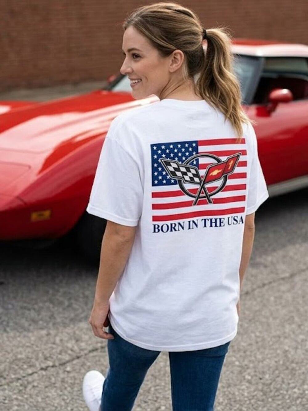 NWT Corvette Born In The USA Graphic T-Shirt White M